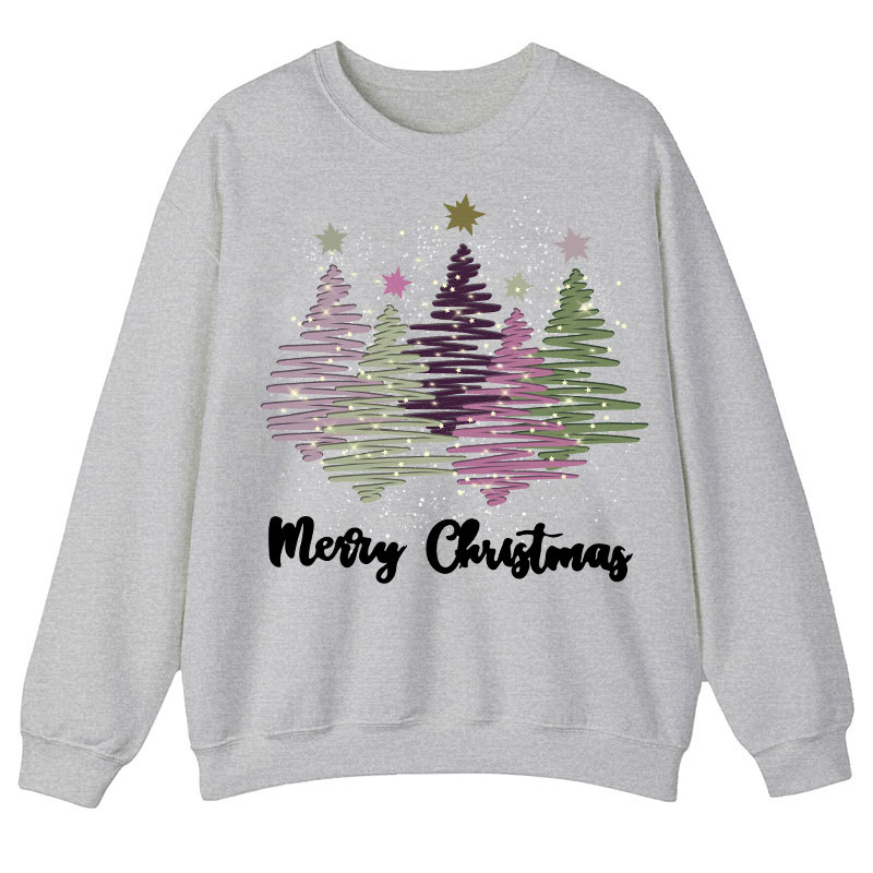 Merry Christmas Colorful Trees Teacher Sweatshirt