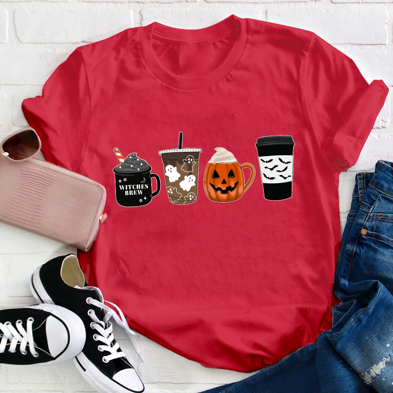 Halloween Fall Coffee Teacher T-Shirt