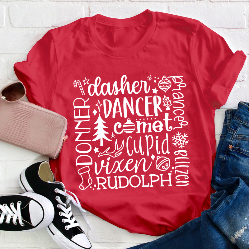 Dancer Cupid Rudolph Teacher T-Shirt