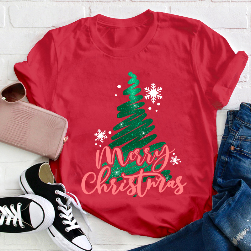 Sparkling Christmas Tree Teacher T-Shirt