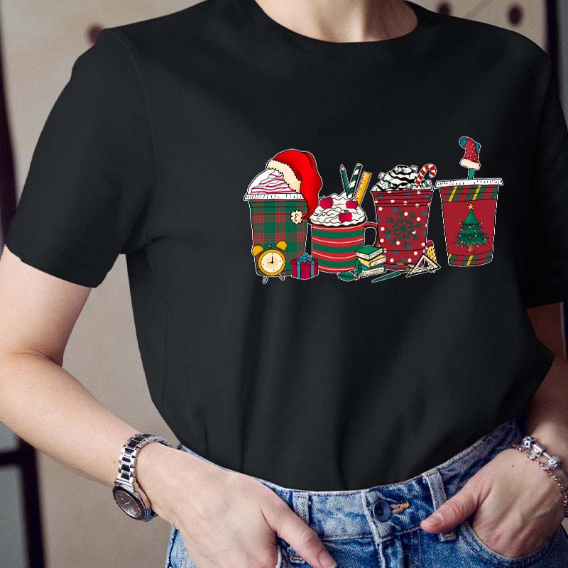 Cute Christmas Coffee Teacher T-Shirt