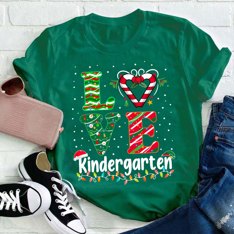 Personalized Grade Love Christmas Teacher T-Shirt