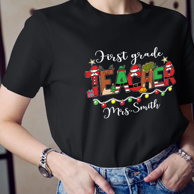 Personalized Christmas Teacher T-Shirt