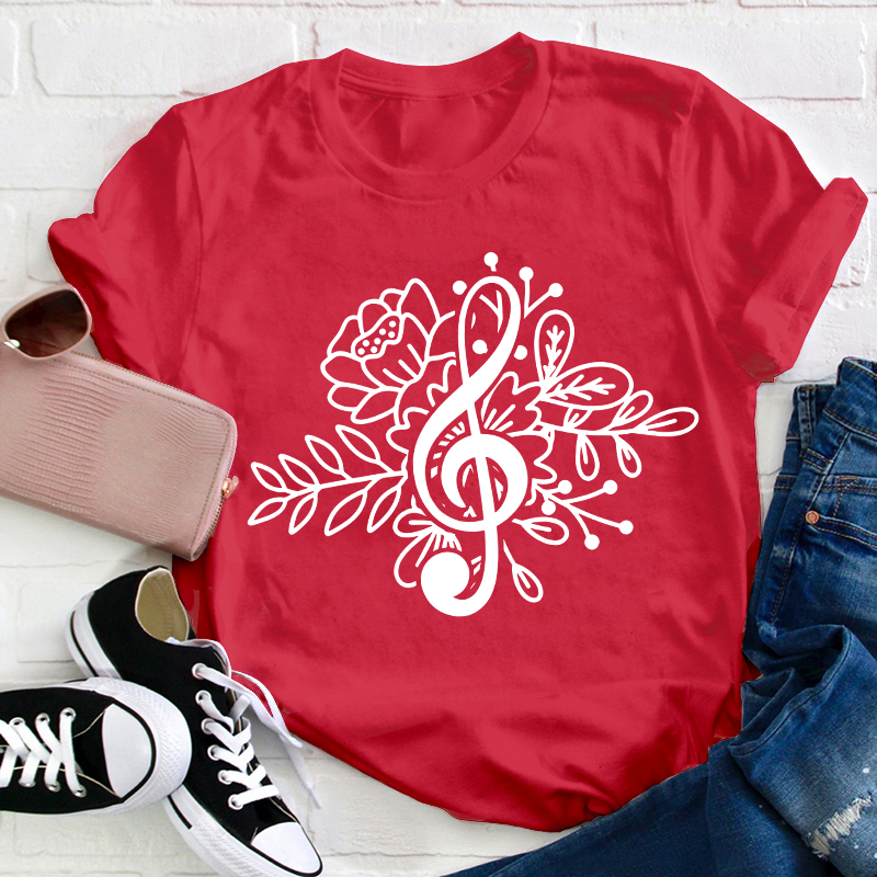 Music Note Flower Teacher T-Shirt