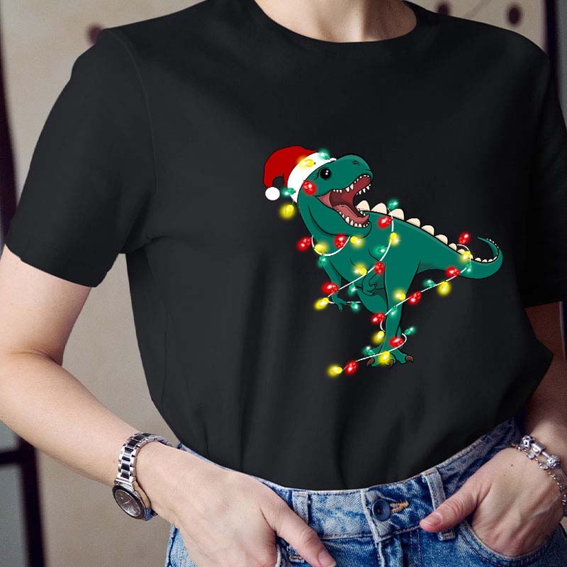 Cute Dino Christmas Teacher T-Shirt