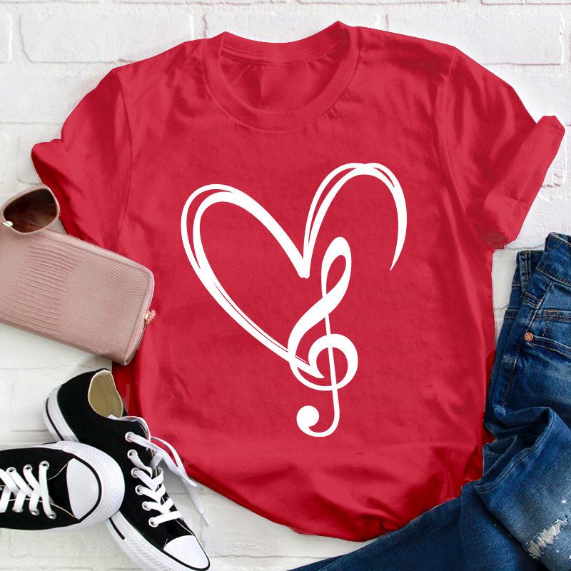 Music Note Heart Teacher T-Shirt