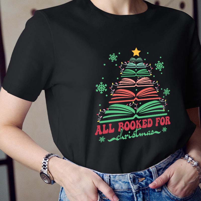 All Booked For Christmas Teacher T-Shirt