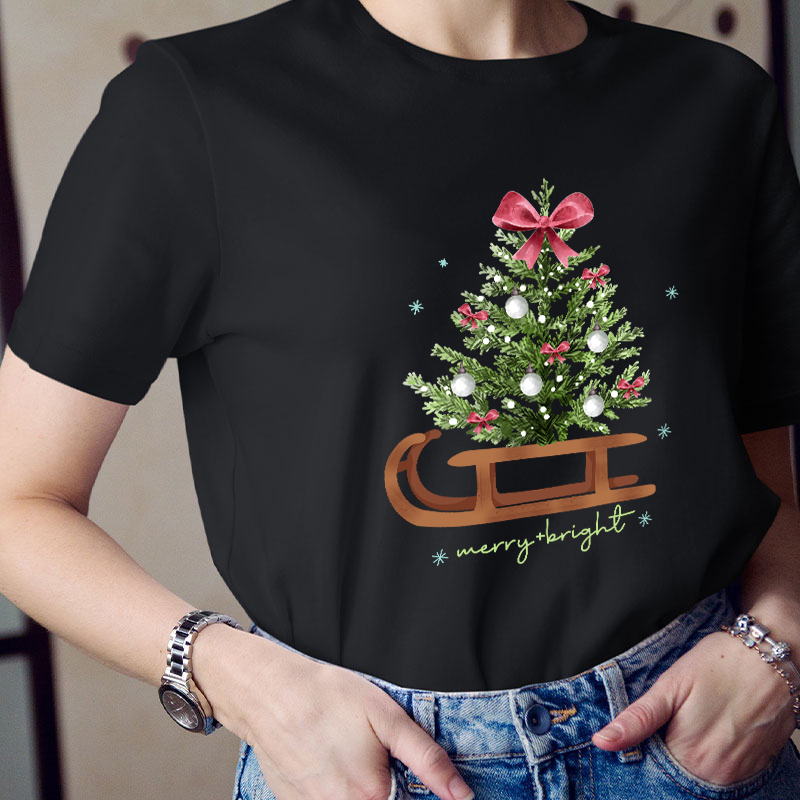 Merry And Bright Teacher T-Shirt