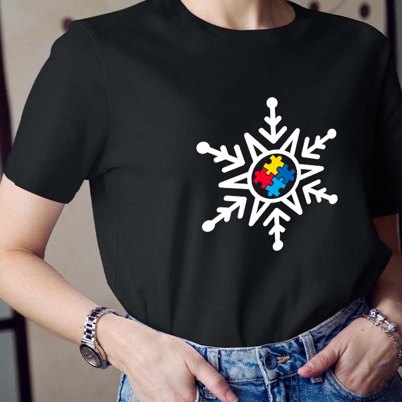 Autism Awareness Snowflake Teacher T-Shirt
