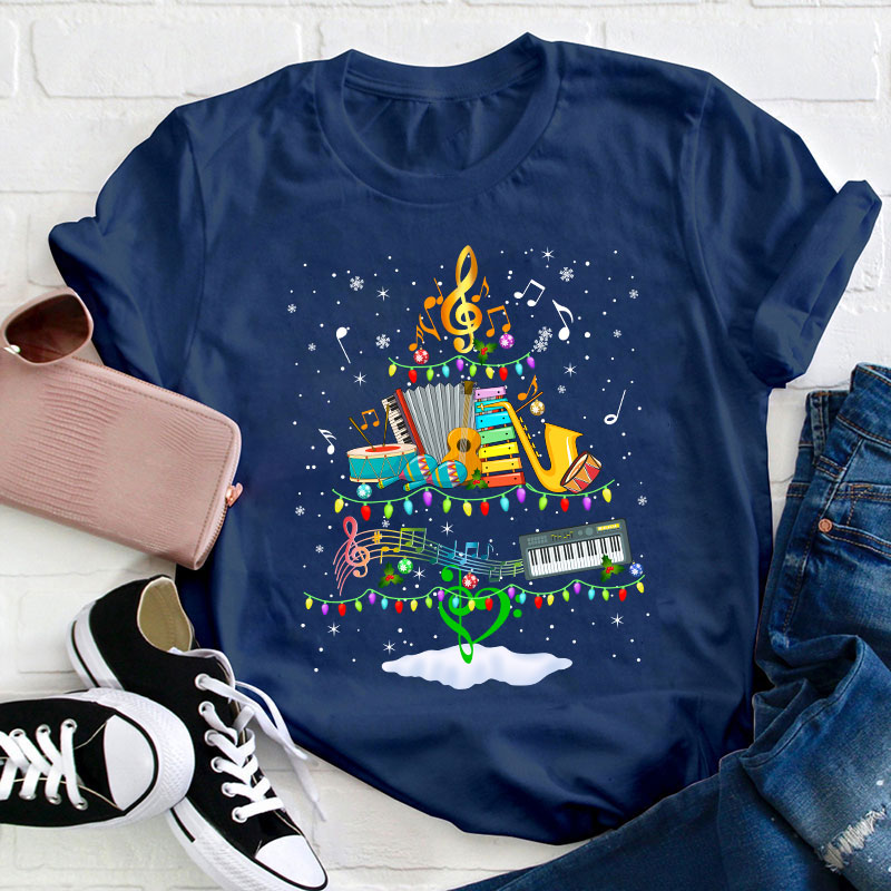 Christmas Music Christmas Tree Teacher T-Shirt