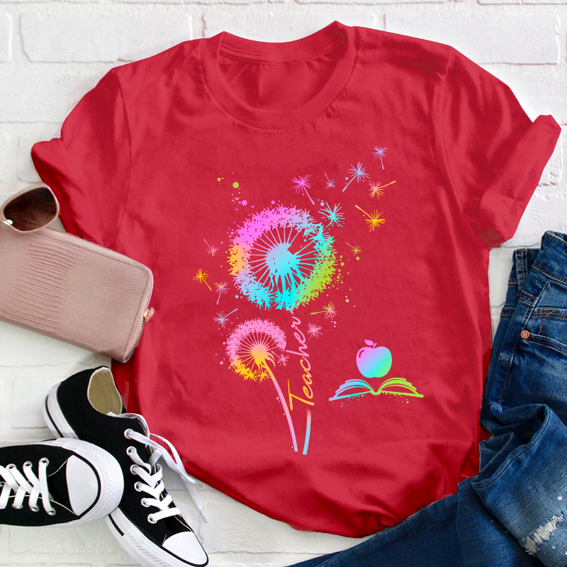 Colorful Dandelions Teacher T-Shirt