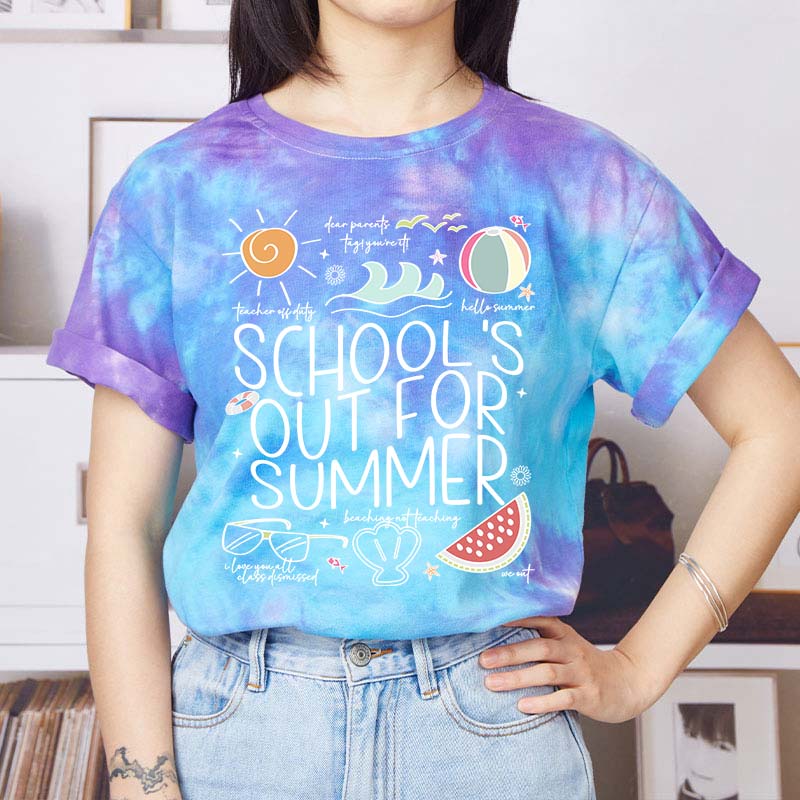 Schools Out For Summer Teacher Tie-dye T-Shirt