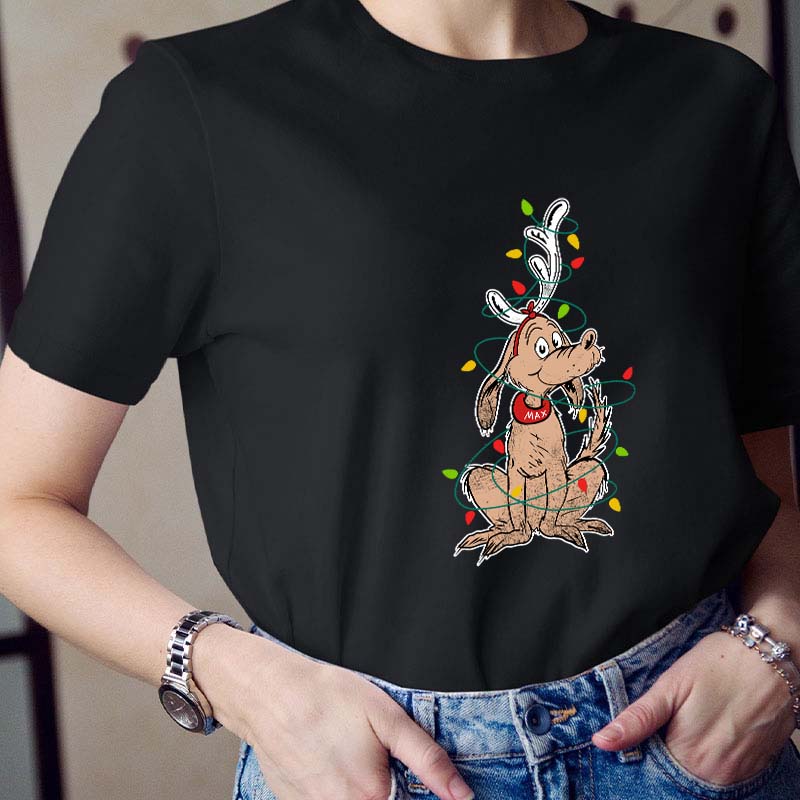 Puppy Elk Surrounded By Lights Teacher T-Shirt