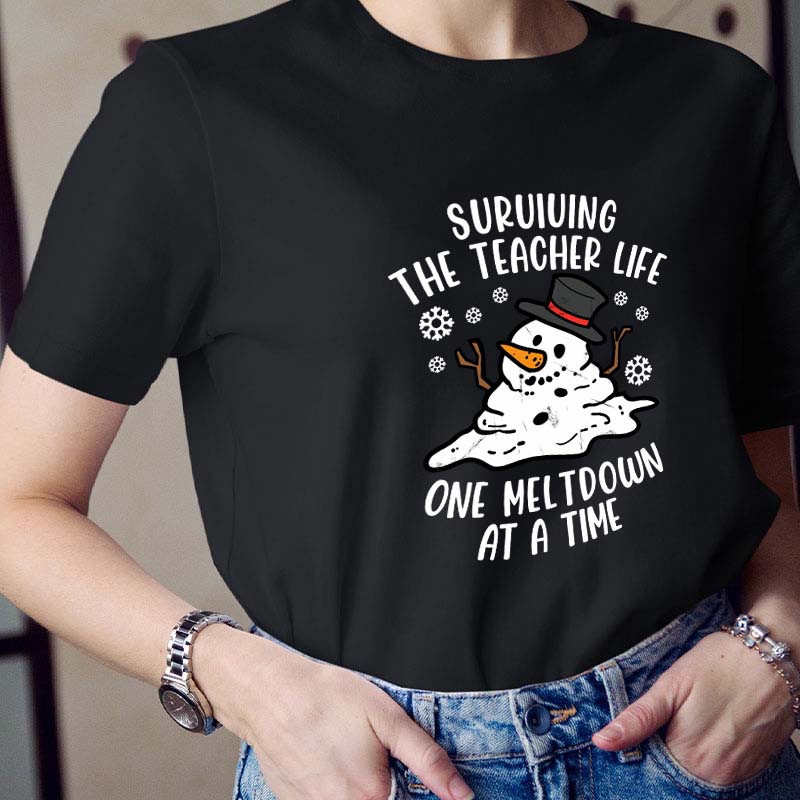 Personalized Surviving The Teacher Life One Meltdown At A Time Teacher T-Shirt