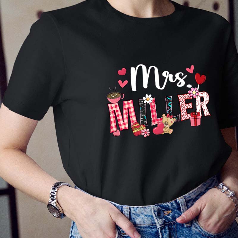 Personalized Valentine Vibe Teacher T-Shirt