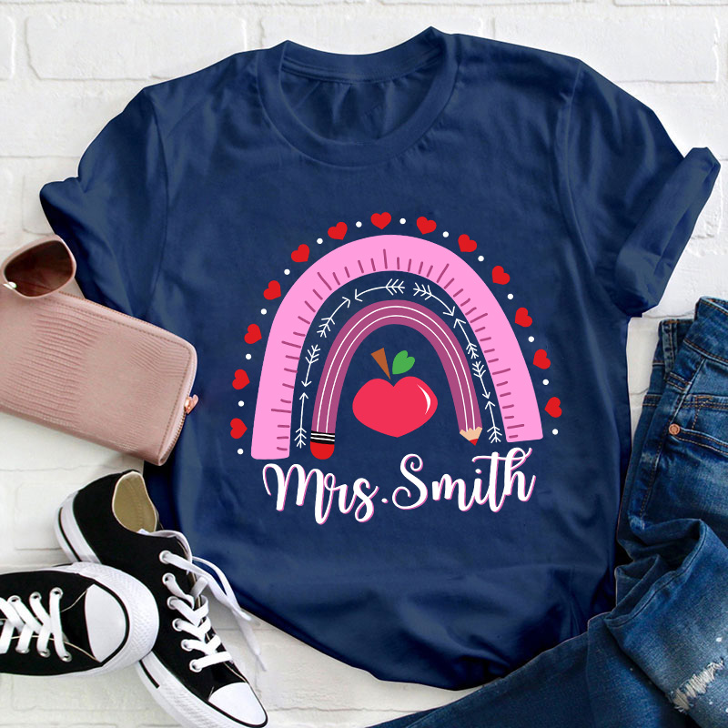 Personalized Name Valentines Teacher Day Teacher T-Shirt