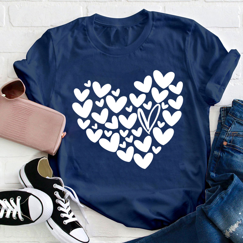 Red Heart Of Hearts Teacher T-Shirt