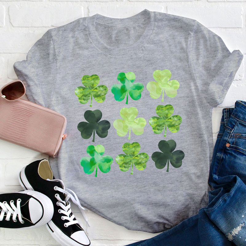 Watercolor Clover Teacher T-Shirt