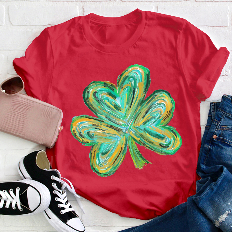 Colorful Clover St Patrick's Day Teacher T-Shirt