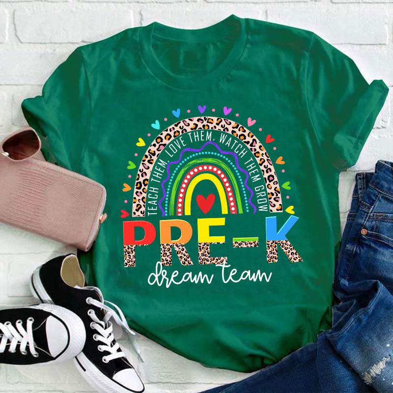 Personalized Grade Leopard Rainbow Teacher T-Shirt