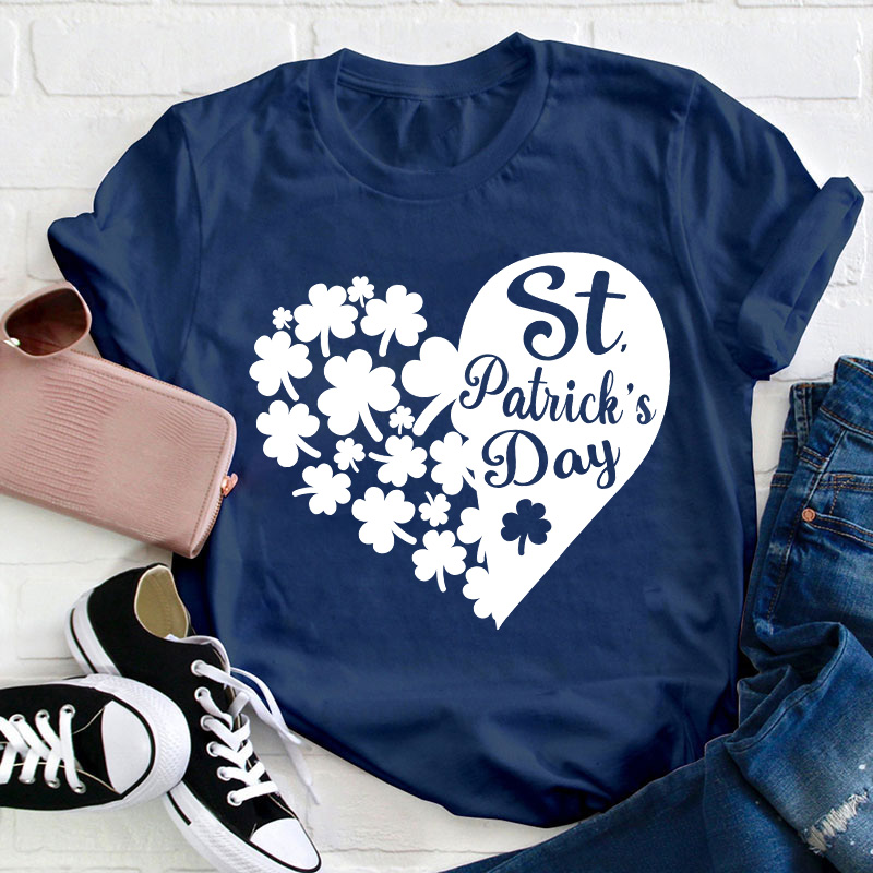 Shamrock With Heart Teacher T-Shirt
