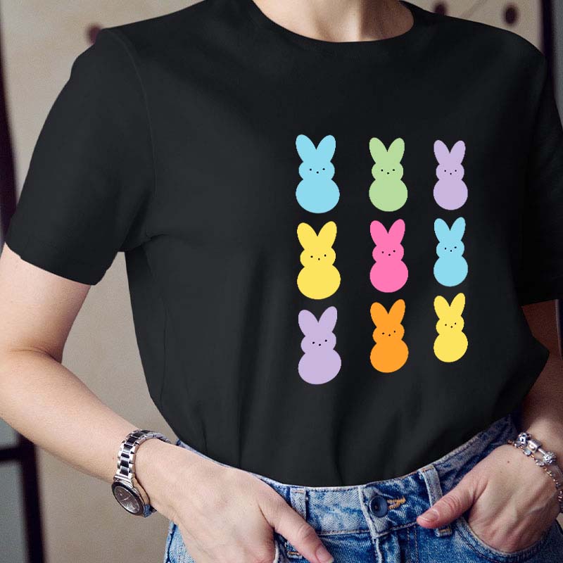 Colorful Easter Peeps Teacher T-Shirt