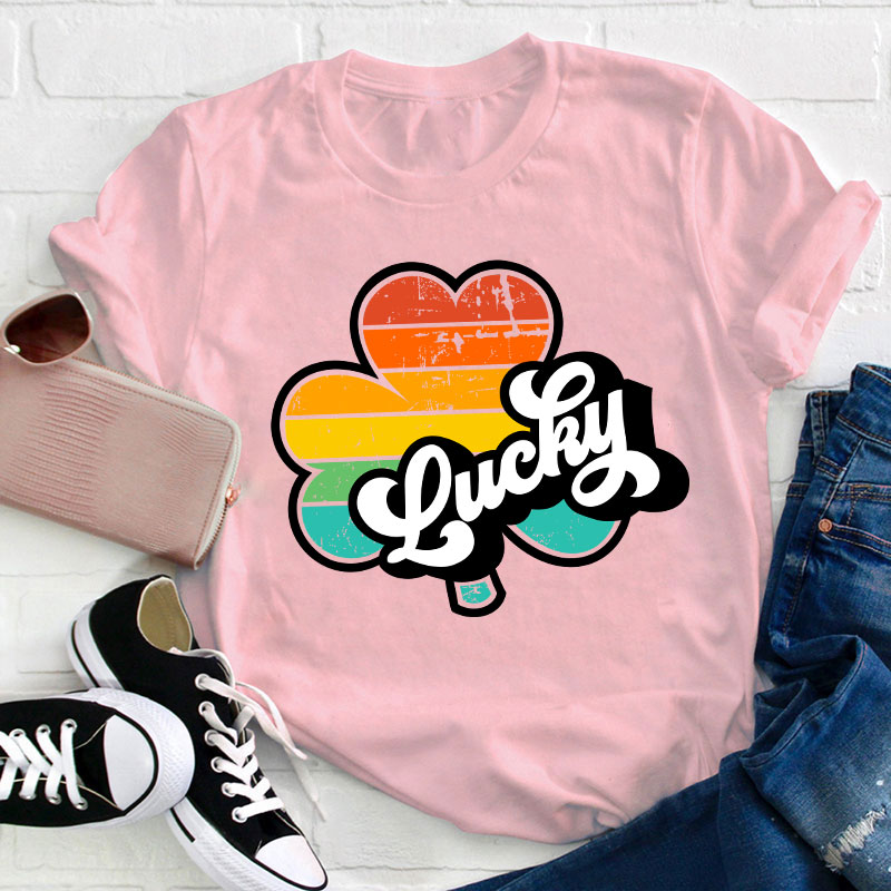 St. Patrick's Day Lucky Retro Teacher T-Shirt
