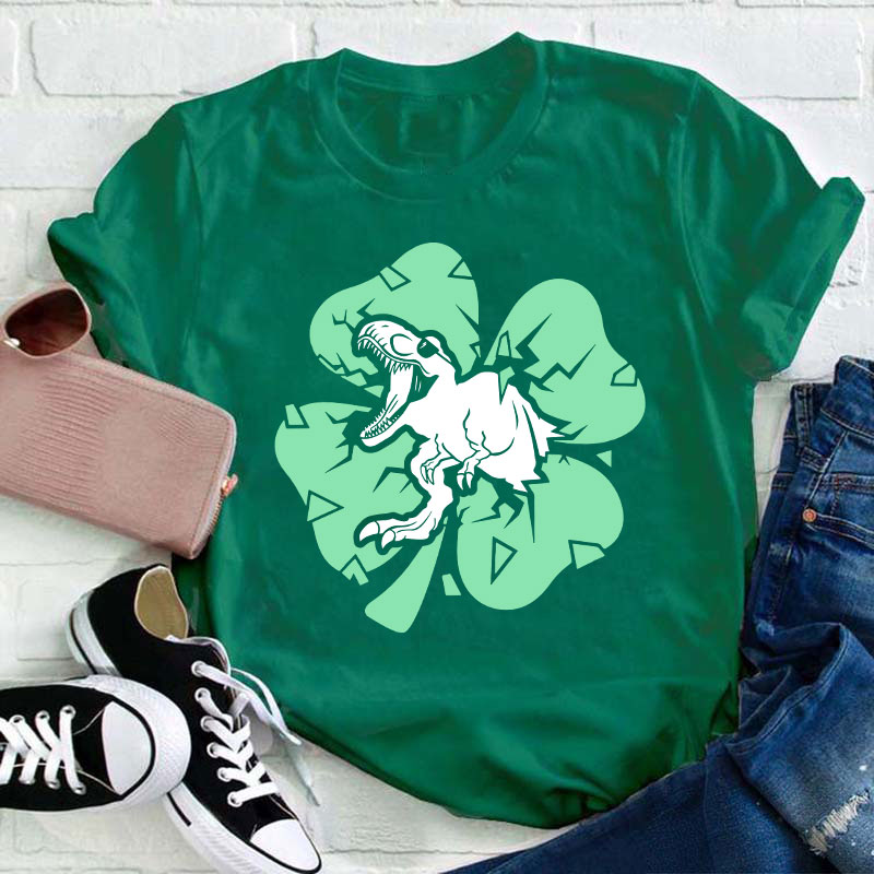 Dinosaur St Patricks Day Teacher T-Shirt