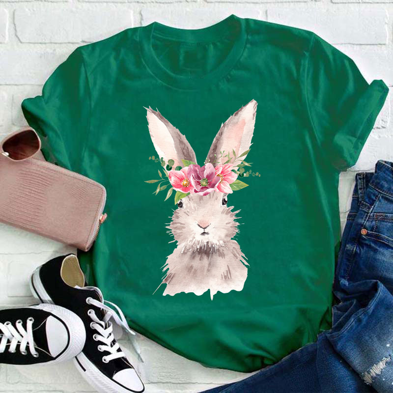 Beautiful Watercolor Bunny Teacher T-Shirt