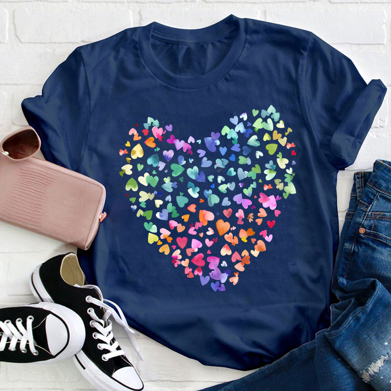 Colorful Heart Teacher T-Shirt