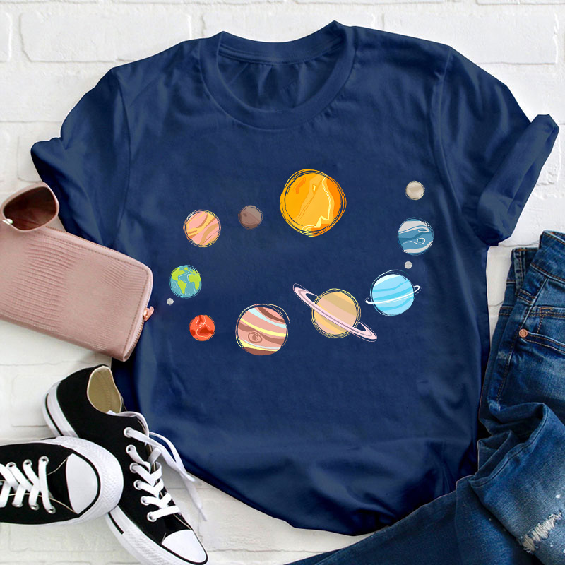 Planets in Solar System Teacher T-Shirt