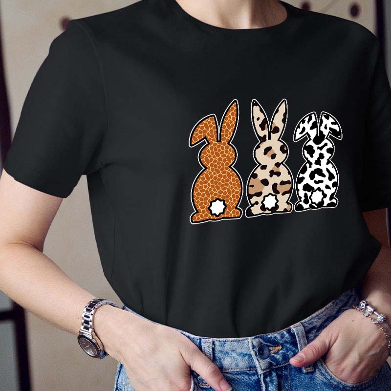 Leopard Bunnies Teacher T-Shirt