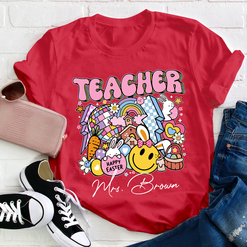Personalized Name Happy Easter Teacher T-Shirt