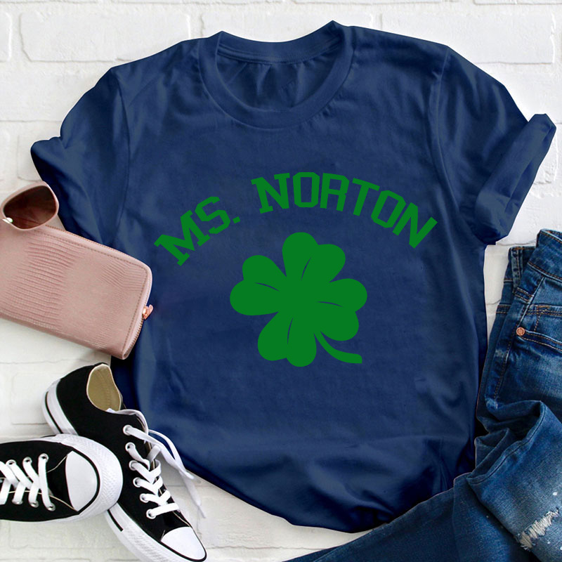 Personalized Shamrock St Patrick's Day Teacher T-Shirt