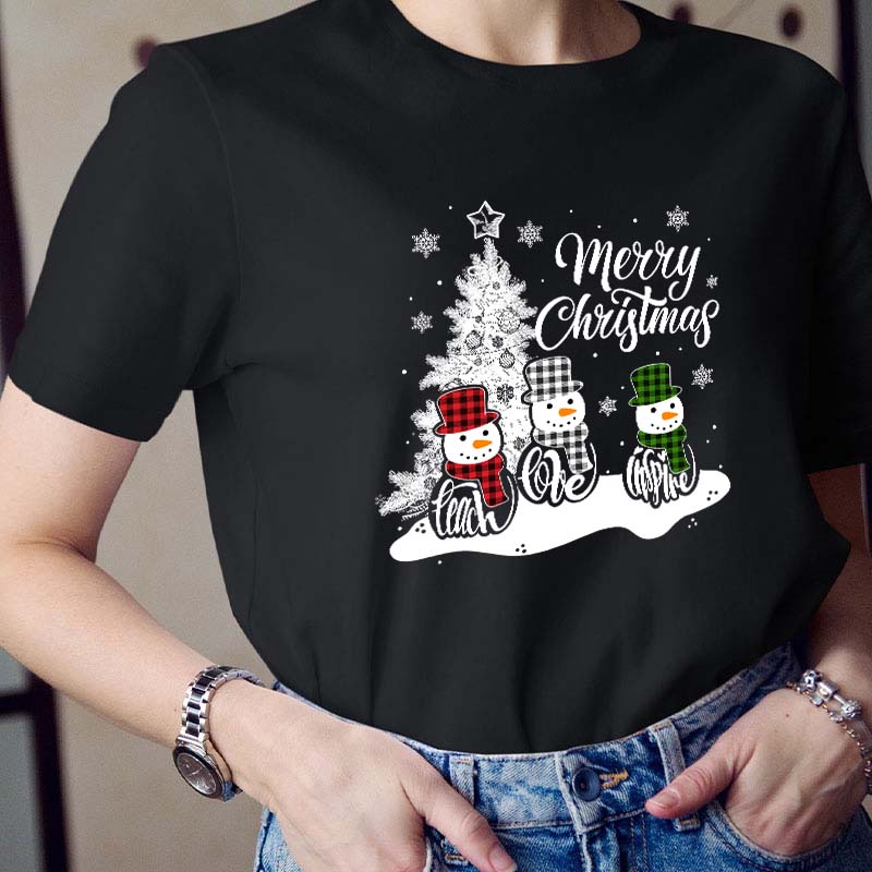 Merry Christmas Teach Love Inspire Teacher T-Shirt