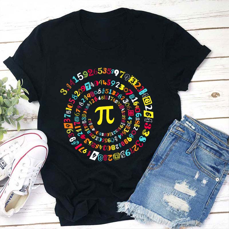 Happy Pi Day Colorful Pi Teacher T-Shirt