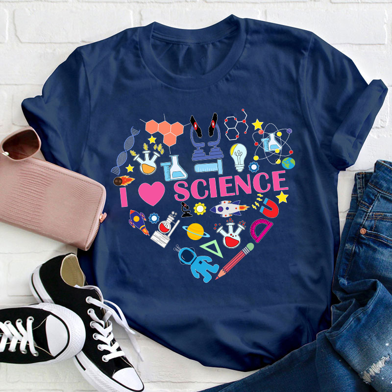 I Love Science Science Heart Teacher T-Shirt