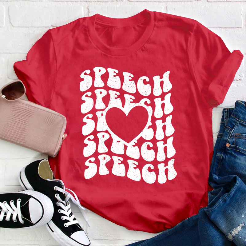 Speech Speech Love Heart Teacher T-Shirt