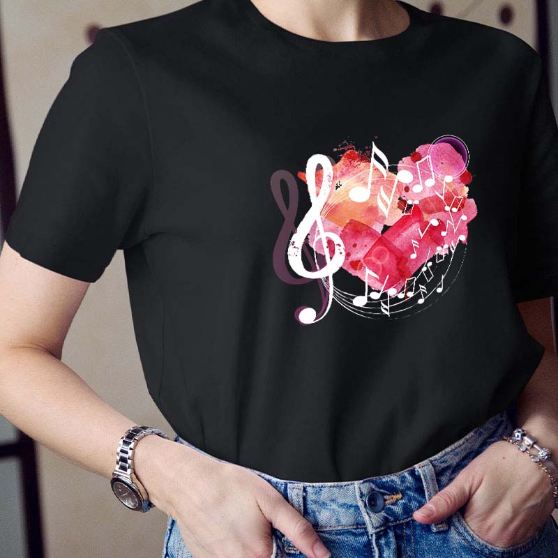 Pink Heart Love Song Teacher T-Shirt