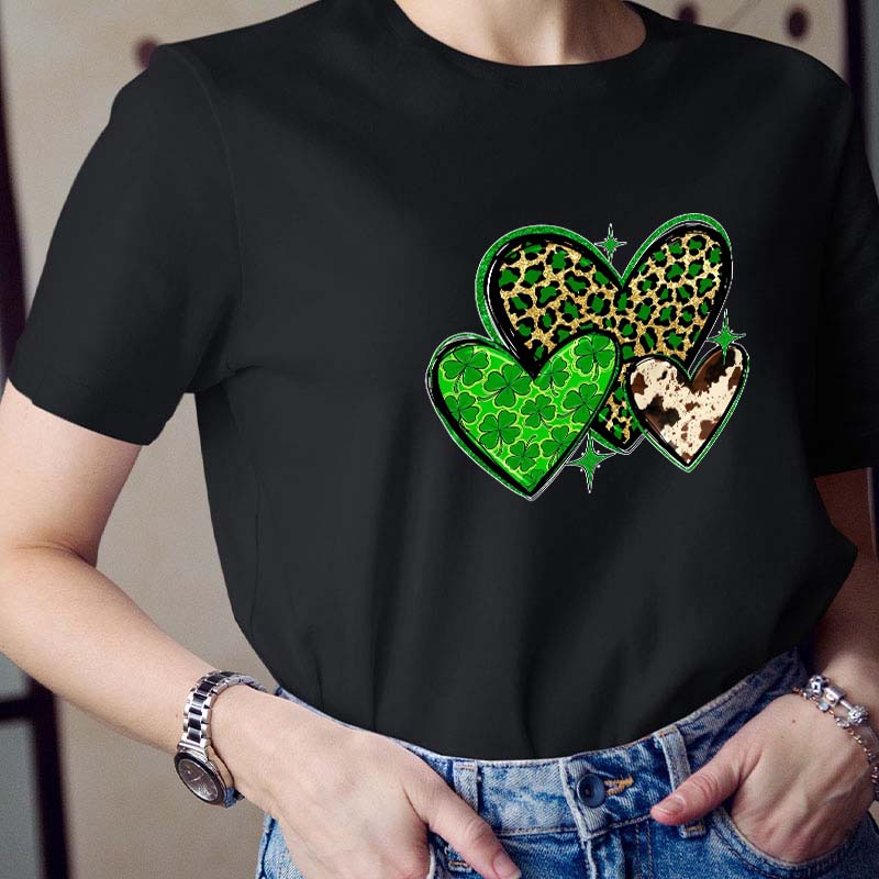 St.Patricks Leopard Heart Teacher T-Shirt
