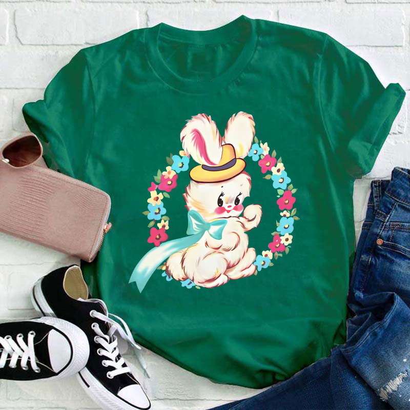 Cute Retro Easter Bunny Teacher T-Shirt