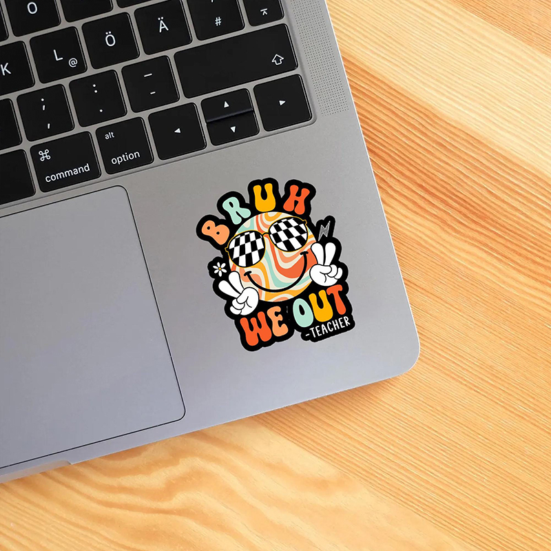Smiley Face Bruh We Out Teacher Stickers