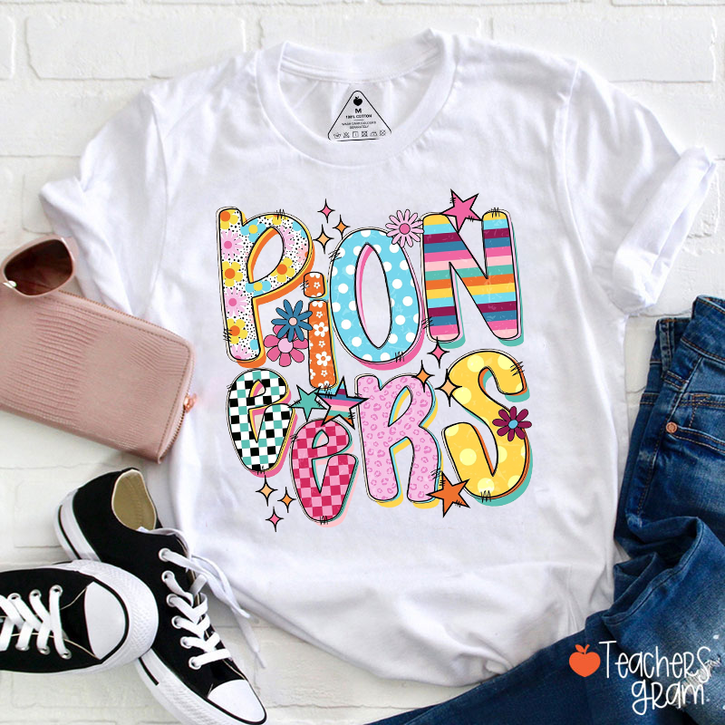 Personalized Mascot Colorful Letter School Spirit Graphic Teacher T-Shirt