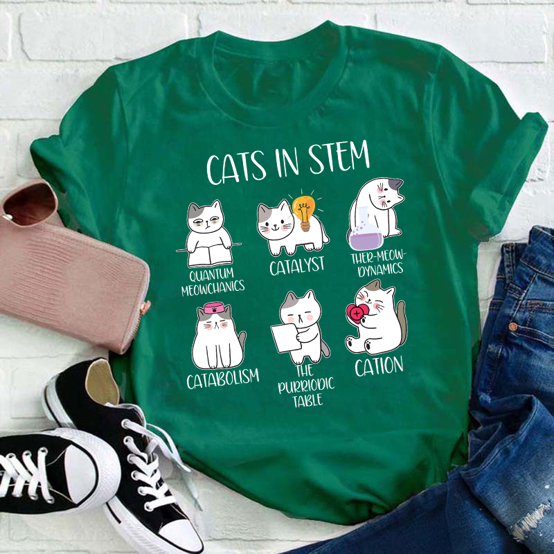 Cats In Stem Teacher T-Shirt