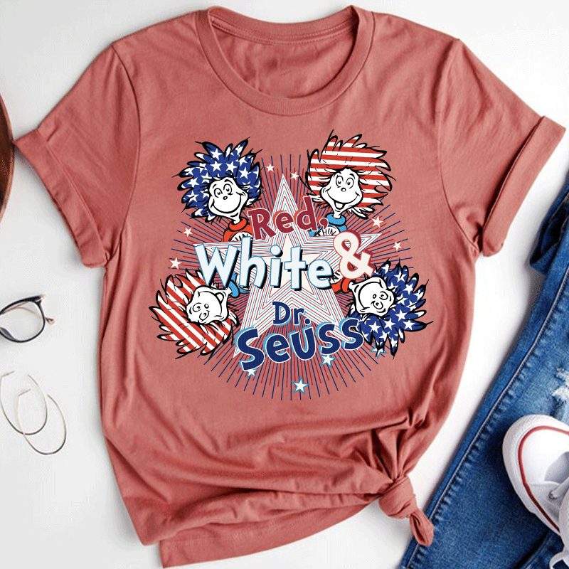 Red White And Things Teacher T-Shirt