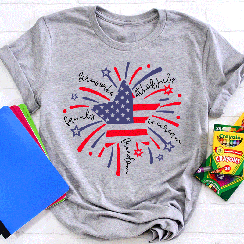 Firework 4th of July Teacher T-Shirt