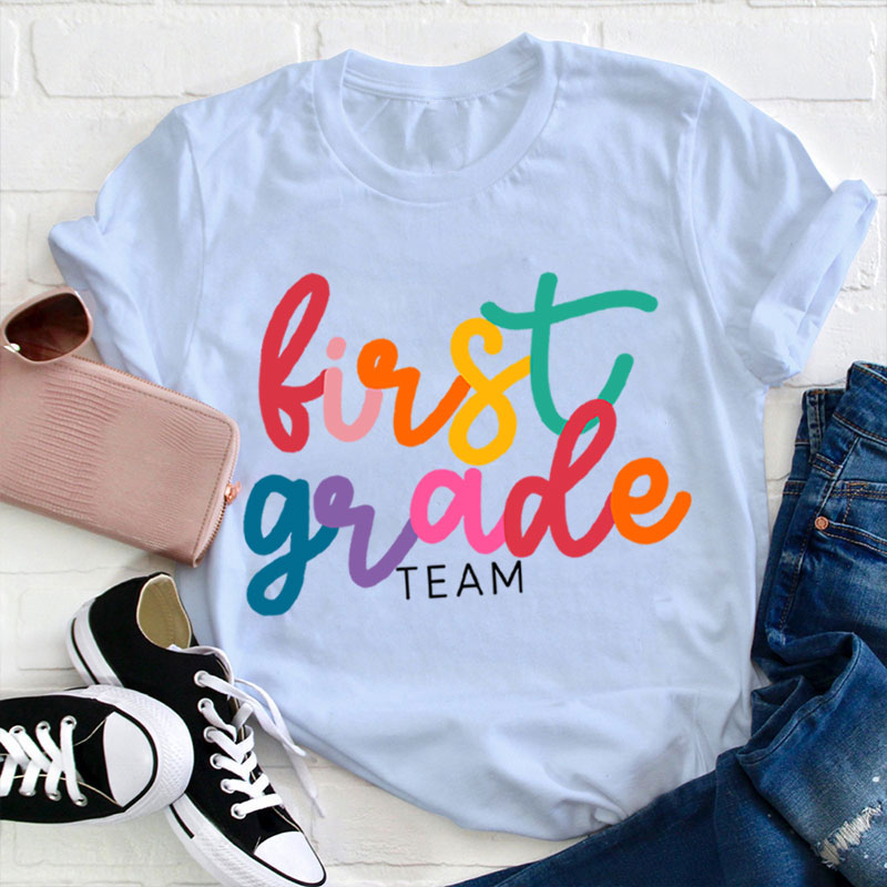 Personalized Simple Primary Color Teacher T-Shirt