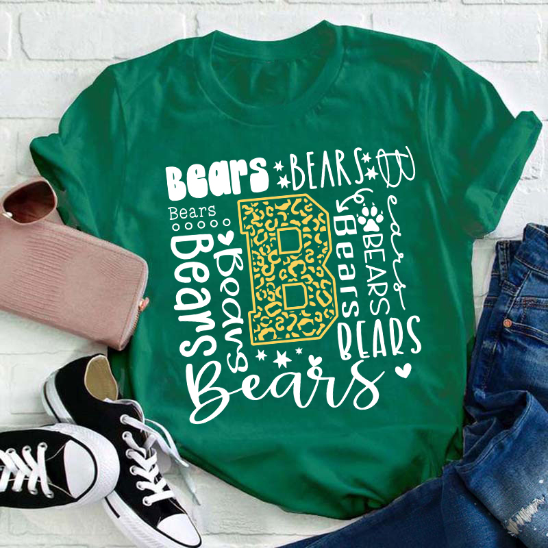 Personalized Colorful Leopard Mascot Teacher T-Shirt