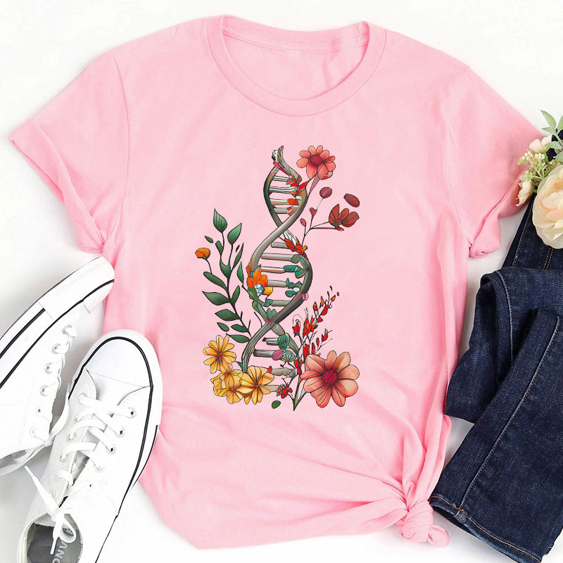 Floral DNA Biochemistry Teacher T-Shirt