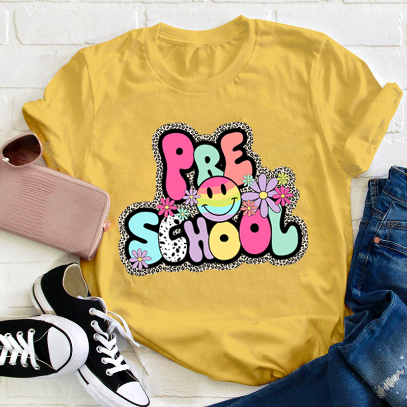 Personalized Round Bubble Colorful Letters Teacher T-Shirt